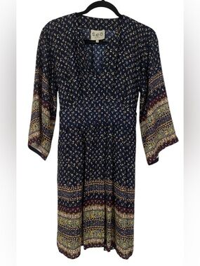 Sea New York Printed Mini Dress Pleated 100% Silk Lightweight Size 4